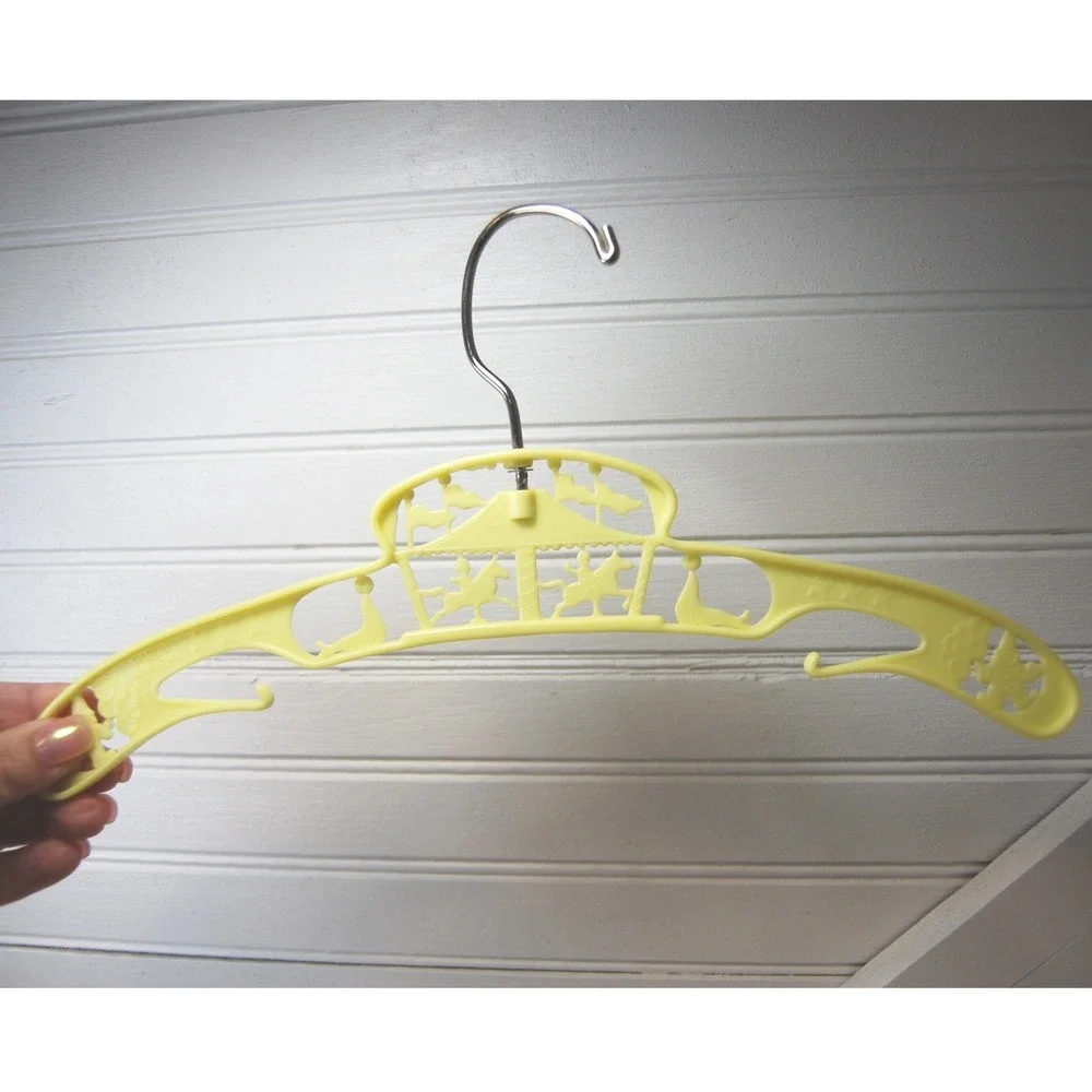 Vintage Baby Clothes hangers Set of Three‎ Yellow & Blue Carousel themed